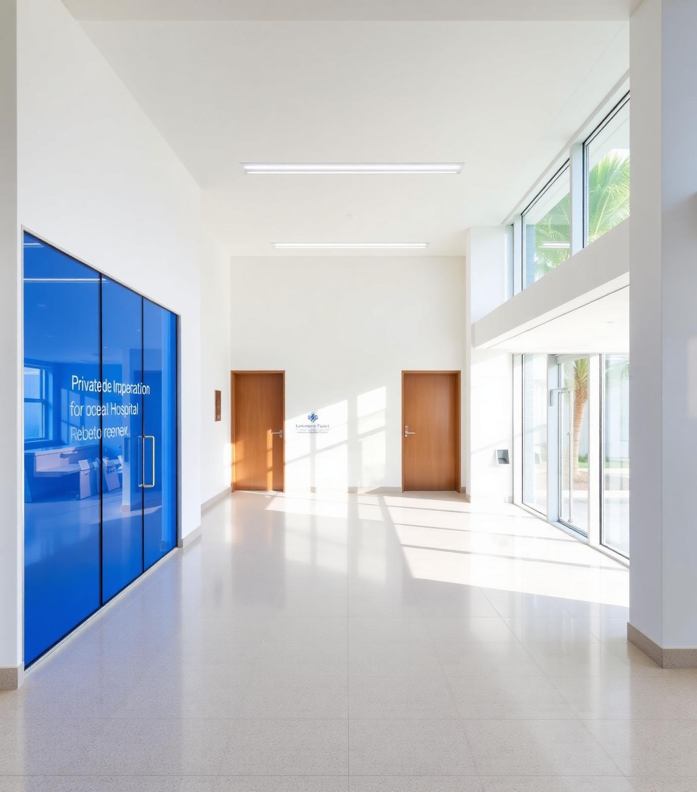 Bright modern private hospital reception in Mauritius